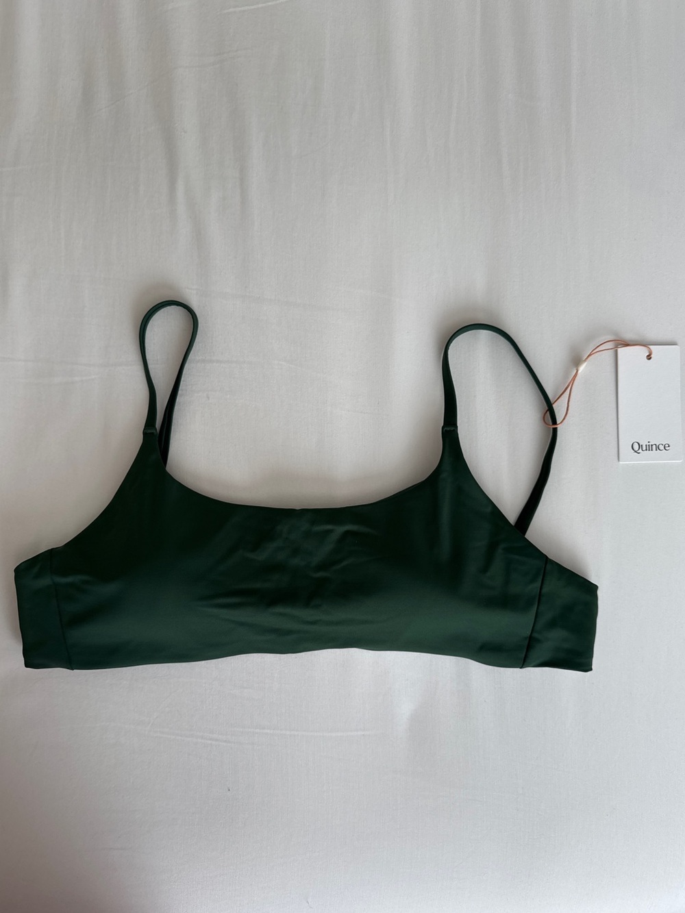 Quince womens scoop neck bikini top in green size L